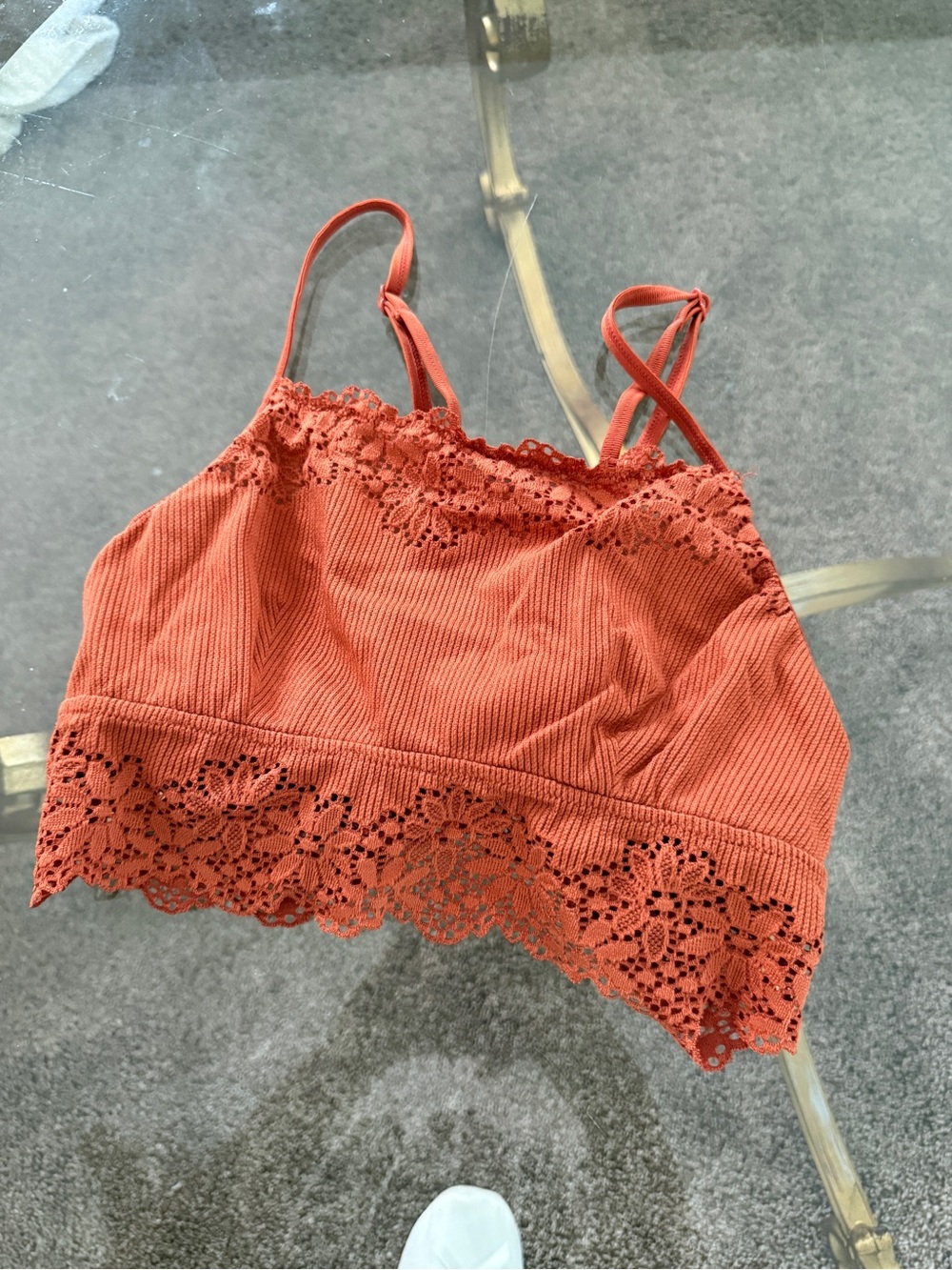 Aerie Lace-Trim Bralette - Rust
